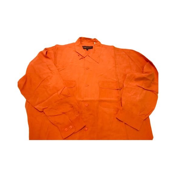 Comme Ca Des Alles Other - Vintage Comme Ca Des Alles Men`s Shirt Orange Red M Silk Long Sleeve Button-Up